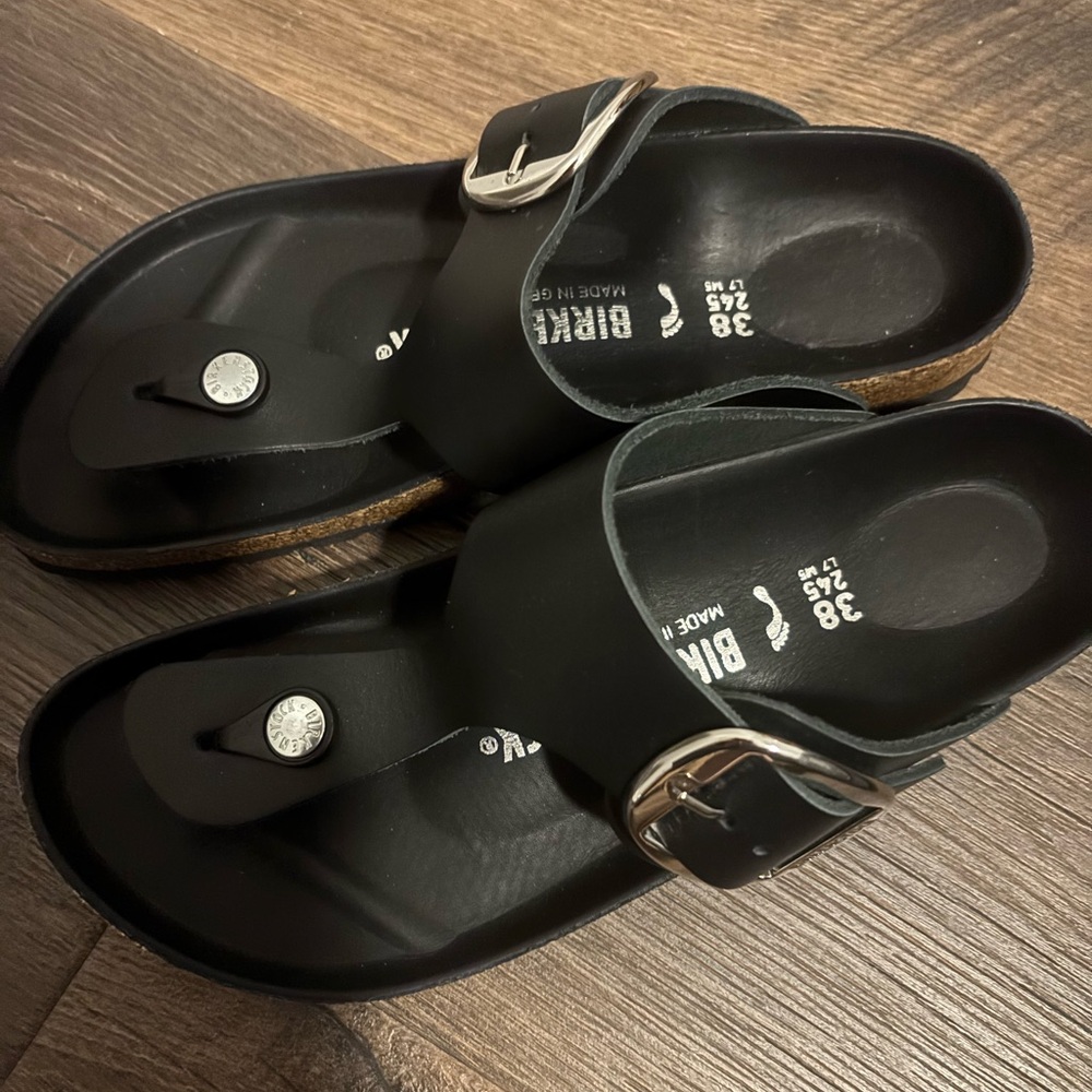 Birkenstock Black Sandals with Silver Buckle
